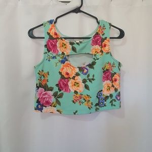 ICON Crop Top Sleeveless Turquoise Floral